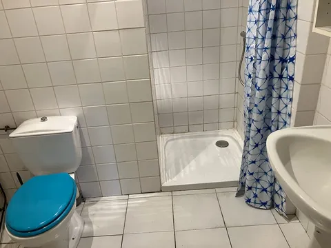 Private bathroom with shower and toilet